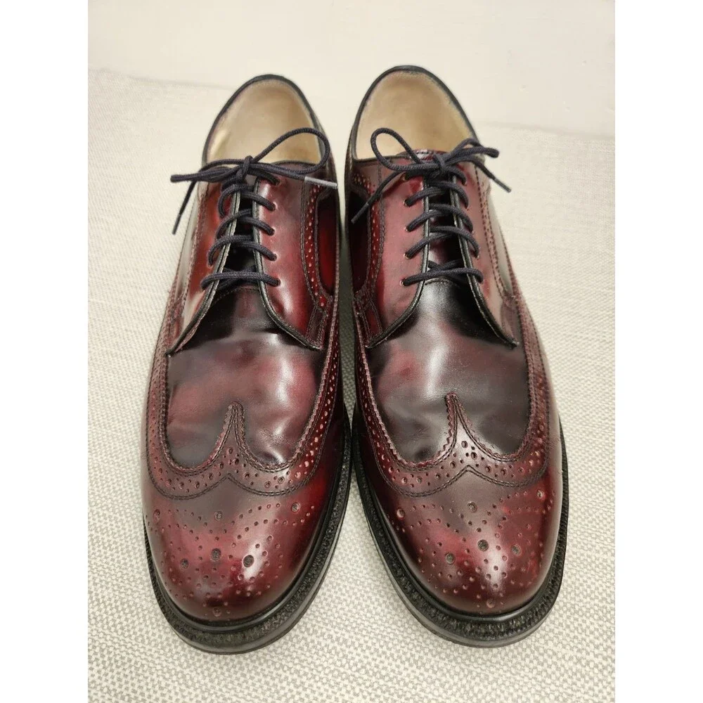 J. Allen Ltd Custom Designed 10 D Burgundy Oxford Oxblood Leather Wingtip Brogue
